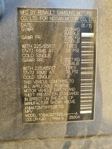 KNMAT2MTXFP528706 - 2015 NISSAN ROGUE S رمادي صورة 12