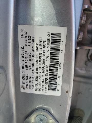 1HGCP2F35BA013461 - 2011 HONDA ACCORD LX ვერცხლისფერი ფოტო 12