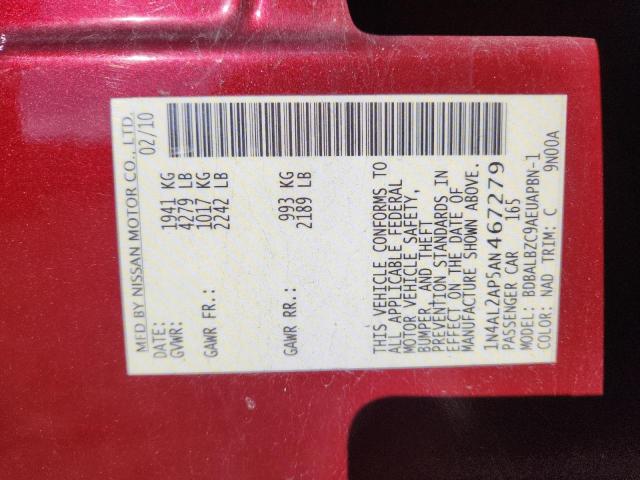 1N4AL2AP5AN467279 - 2010 NISSAN ALTIMA BASE Kastanienbraun Foto 12