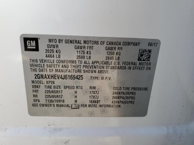 2GNAXHEV4J6169425 - 2018 CHEVROLET EQUINOX LS თეთრი ფოტო 13