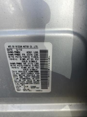 JN8AS5MV2AW132682 - 2010 NISSAN ROGUE S Արծաթագույն լուսանկար 12