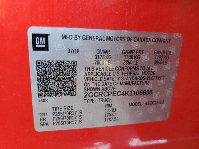 2GCRCPEC4K1108655 - 2019 CHEVROLET SILVERADO LD C1500 LT RED photo 12