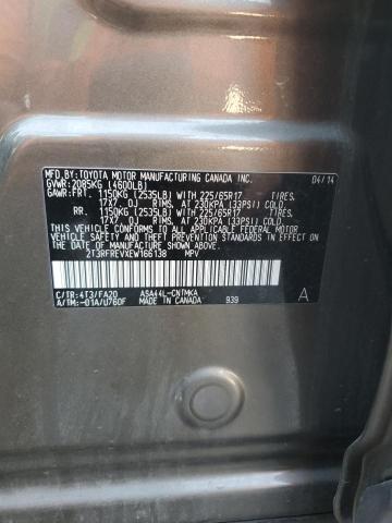 2T3RFREVXEW166138 - 2014 TOYOTA RAV4 XLE GRAY photo 13