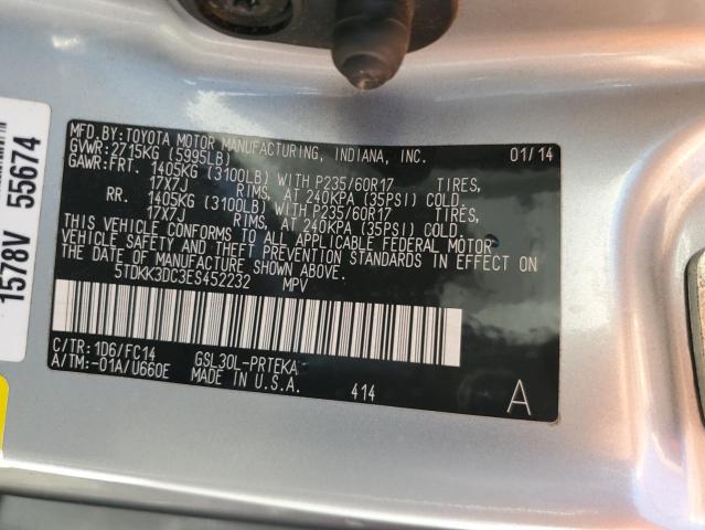5TDKK3DC3ES452232 - 2014 TOYOTA SIENNA LE 银色 照片 13