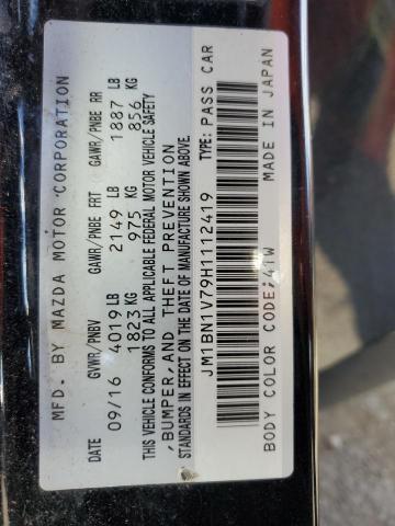 JM1BN1V79H1112419 - 2017 MAZDA 3 TOURING BLACK photo 13