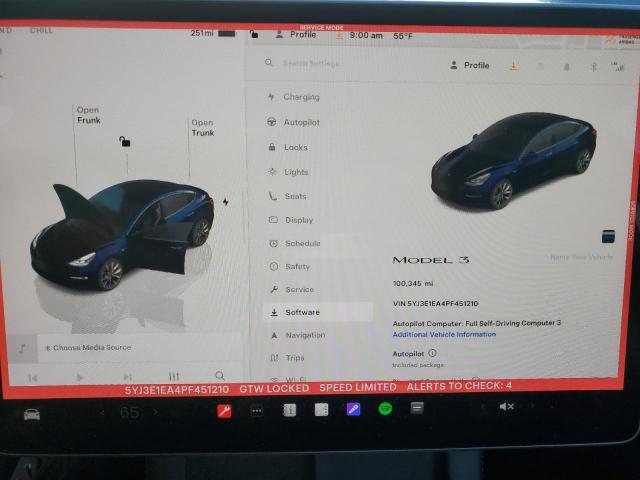 5YJ3E1EA4PF451210 - 2023 TESLA MODEL 3 BLUE photo 9