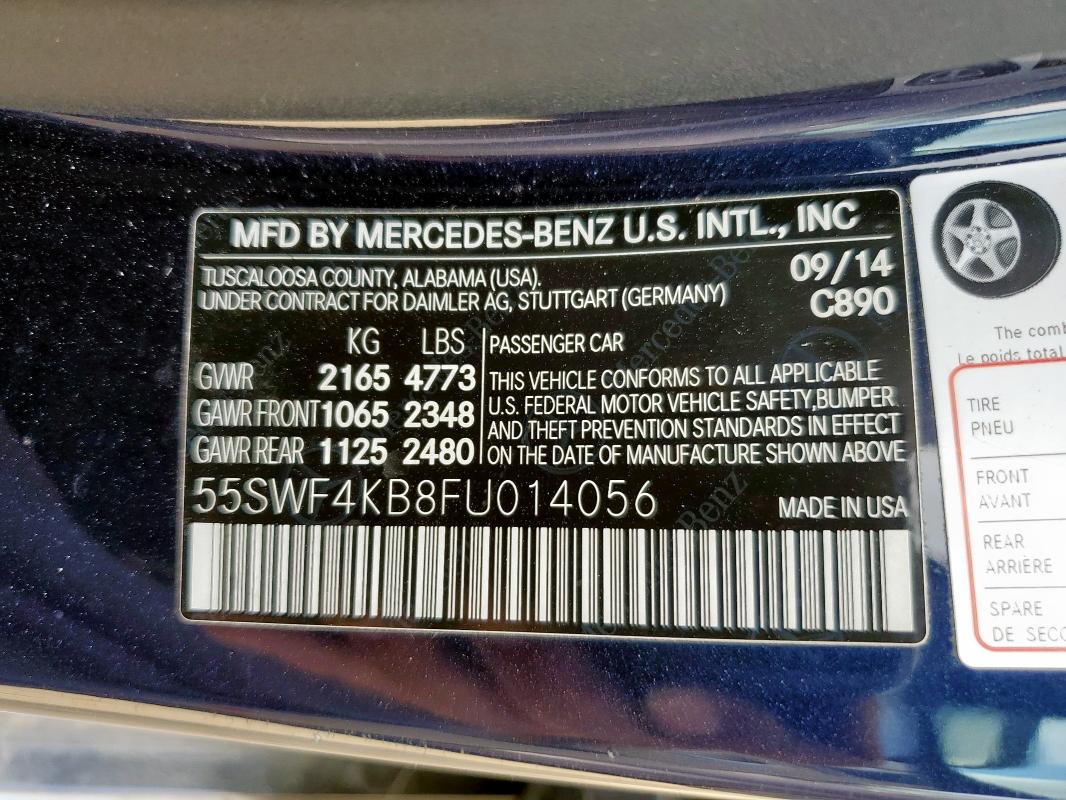 55SWF4KB8FU014056 - 2015 MERZ C 300 4MATIC BLUE photo 12