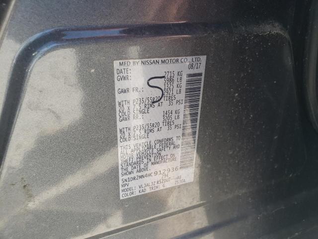 5N1DR2MN4HC912936 - 2017 NISS PATHFINDER S GRAY photo 13