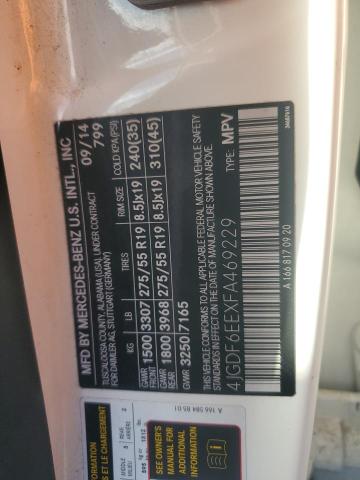 4JGDF6EEXFA469229 - 2015 MERCEDES-BENZ GL 450 4MATIC WHITE photo 13