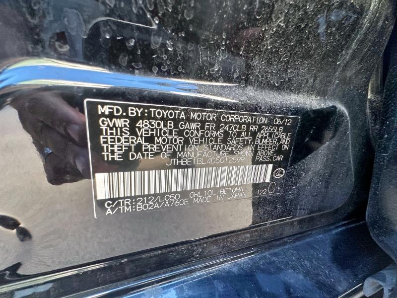 JTHBE1BL4D5012599 - 2013 LEXUS GS 350 Schwarz Foto 10