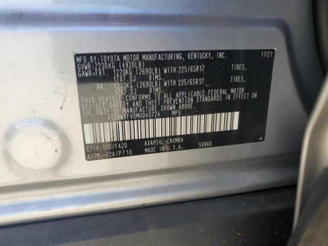 4T3RWRFV0MU040724 - 2021 TOYOTA RAV4 XLE SILVER photo 13