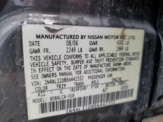 1N4AL11D86N442352 - 2006 NISSAN ALTIMA S Grau Foto 12