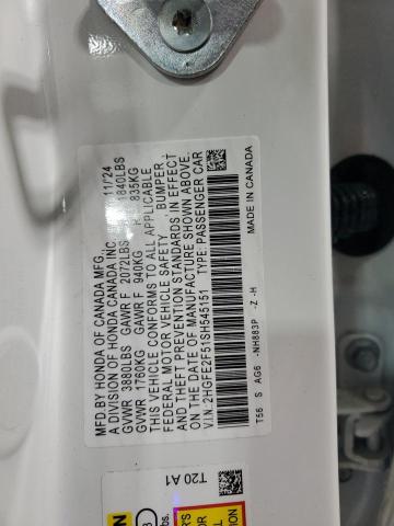 2HGFE2F51SH545151 - 2025 HONDA CIVIC SPORT Ağ foto 13