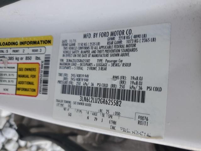 3LN6L2LU2GR625582 - 2016 LINCOLN MKZ HYBRID WHITE photo 12