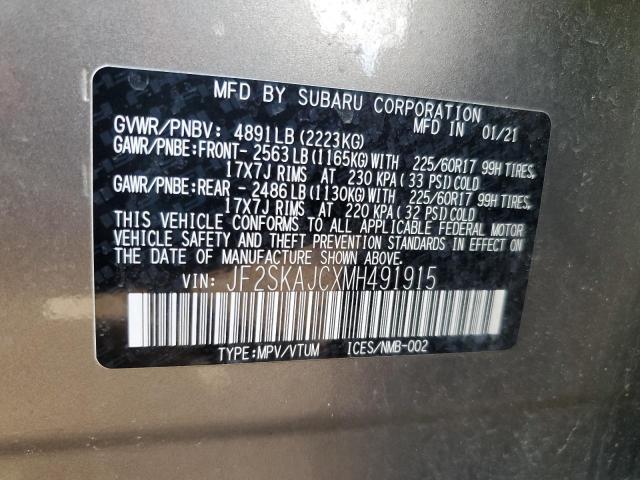 JF2SKAJCXMH491915 - 2021 SUBARU FORESTER PREMIUM Gri fotoğraf 13