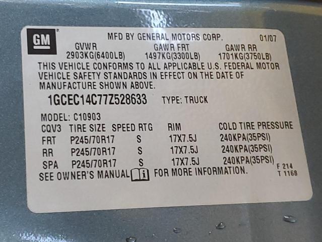 1GCEC14C77Z528633 - 2007 CHEVROLET SILVERADO C1500 蓝色 照片 12