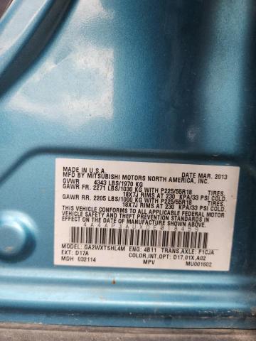 4A4AP3AUXDE018459 - 2013 MITSUBISHI OUTLANDER ES BLUE photo 13