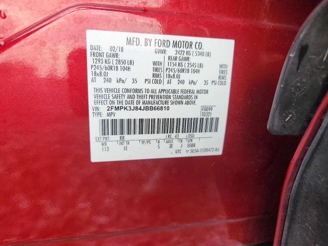 2FMPK3J84JBB66810 - 2018 FORD EDGE SEL Kırmızı fotoğraf 13