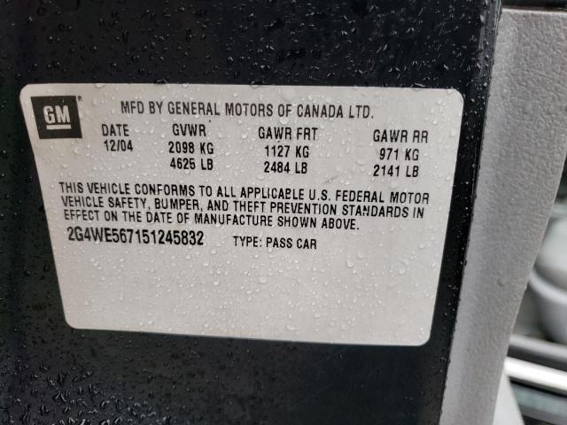 2G4WE567151245832 - 2005 BUICK LACROSSE CXS BLACK photo 12