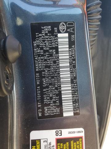 2T1BU4EE2BC638316 - 2011 TOYOTA COROLLA BASE Gris foto 12