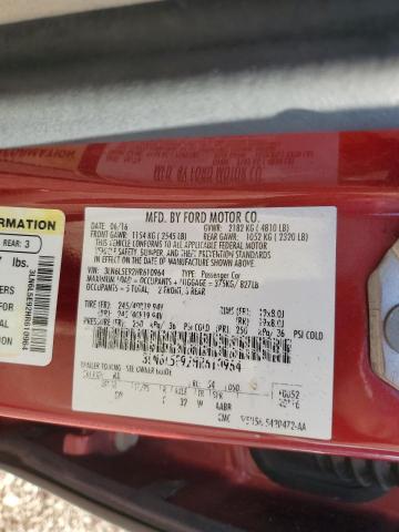 3LN6L5E92HR610964 - 2017 LINCOLN MKZ RESERVE წითელი ფოტო 12