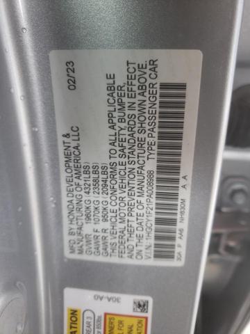 1HGCY1F21PA008988 - 2023 HONDA ACCORD LX 银色 照片 12