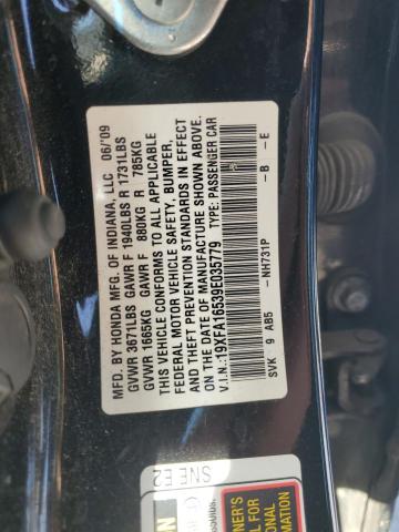 19XFA16539E035779 - 2009 HONDA CIVIC LX BLACK photo 12