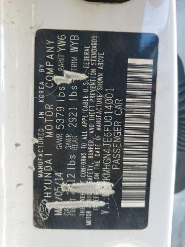 KMHGN4JE6FU014001 - 2015 HYUNDAI GENESIS 3.8L WHITE photo 12