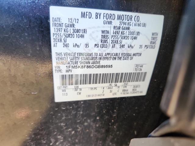 1FM5K8F86DGB89595 - 2013 FORD EXPLORER LIMITED Qara foto 13