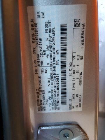 1FMCU9GD4KUB06831 - 2019 FORD ESCAPE SE Արծաթագույն լուսանկար 13