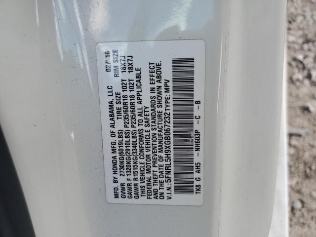 5FNRL5H9XGB067232 - 2016 HONDA ODYSSEY TOURING WHITE photo 14