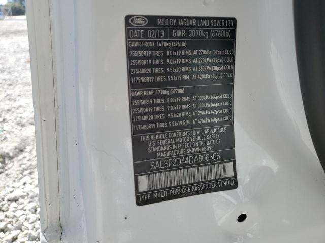 SALSF2D44DA806366 - 2013 LAND ROVER RANGE ROVE HSE WHITE photo 13