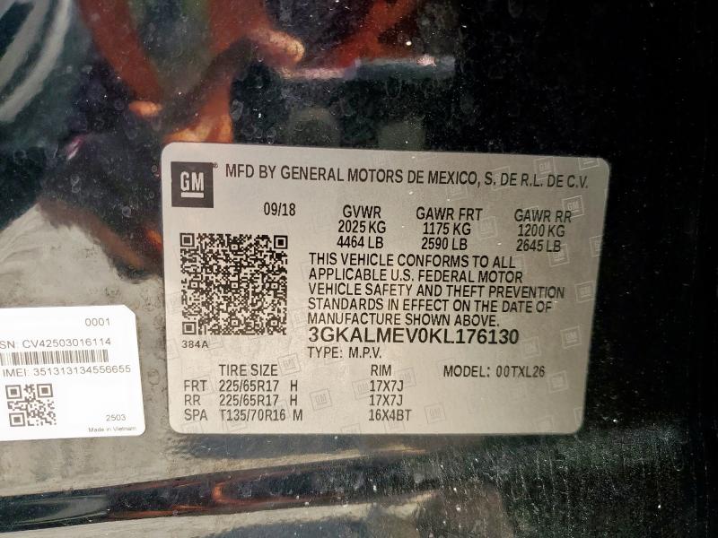 3GKALMEV0KL176130 - 2019 GMC TERRAIN SLE أسود صورة 13