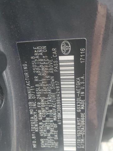 4T1BK3DB9BU424817 - 2011 TOYOTA AVALON BASE 灰色 照片 12