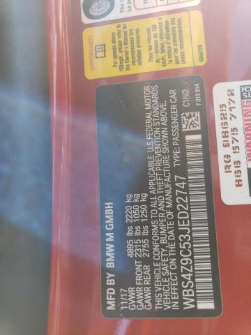 WBS4Z9C53JED22747 - 2018 BMW M4 ORANGE photo 12