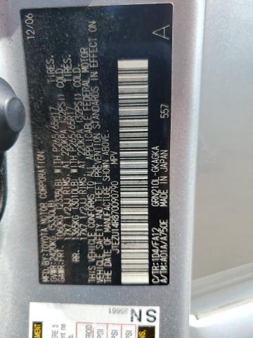 JTEZU14R870090790 - 2007 TOYOTA 4RUNNER SR5 Күміс фото 12