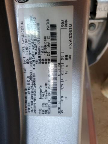 3FADP4BJ6JM135143 - 2018 FORD FIESTA SE SILVER photo 12