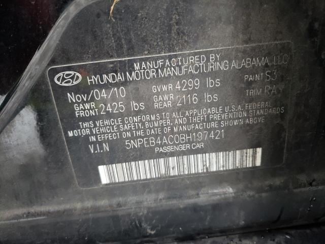 5NPEB4AC0BH197421 - 2011 HYUNDAI SONATA GLS BLACK photo 13