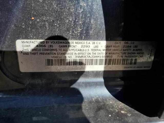 3VWRX7AJ3AM155950 - 2010 VOLKSWAGEN JETTA SE BLUE photo 12