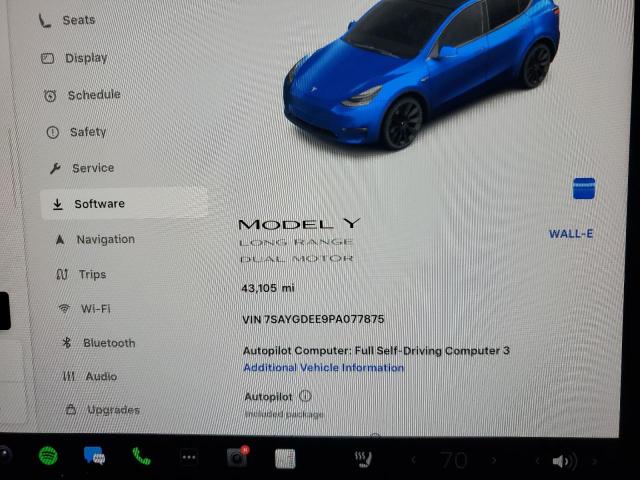 7SAYGDEE9PA077875 - 2023 TESLA MODEL Y 蓝色 照片 9