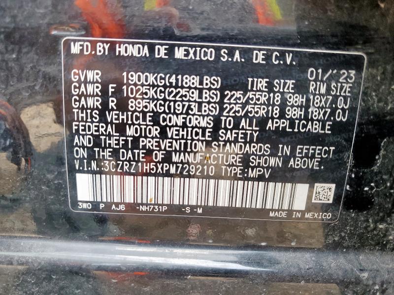 3CZRZ1H5XPM729210 - 2023 HONDA HR-V SPORT BLACK photo 13