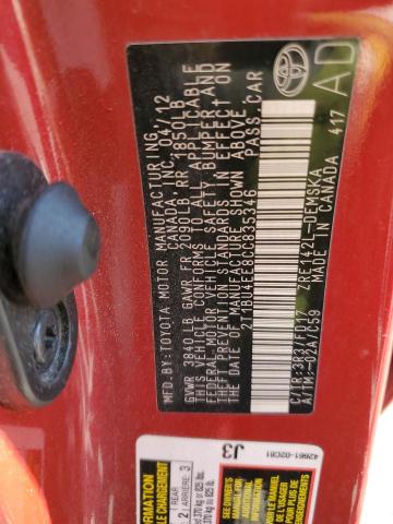 2T1BU4EE8CC835346 - 2012 TOYOTA COROLLA BASE Rot Foto 13