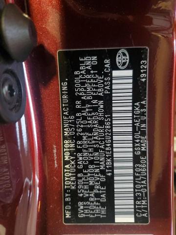 4T1BK1EB4GU228651 - 2016 TOYOTA AVALON XLE BURGUNDY photo 12