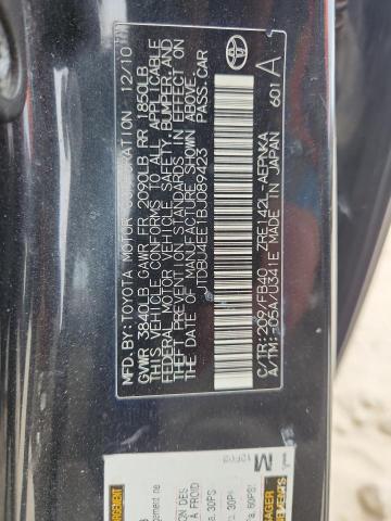 JTDBU4EE1BJ089423 - 2011 TOYOTA COROLLA BASE 黑色 照片 12