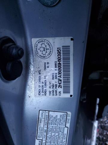 2HGFA16099H103951 - 2009 HONDA CIVIC EXL 银色 照片 12