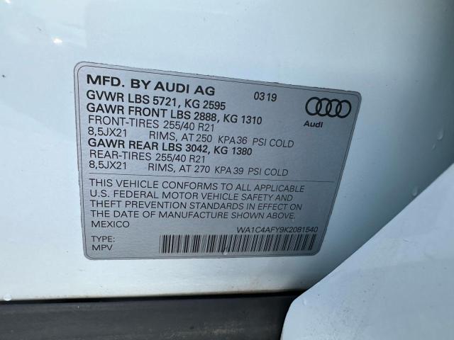 WA1C4AFY9K2081540 - 2019 AUDI SQ5 PRESTIGE WHITE photo 10