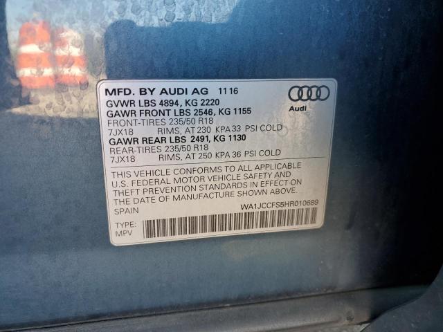 WA1JCCFS5HR010689 - 2017 AUDI Q3 PREMIUM PLUS 蓝色 照片 13