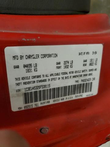 1C3EU4532SF539115 - 1995 CHRYSLER LEBARON GTC RED photo 12