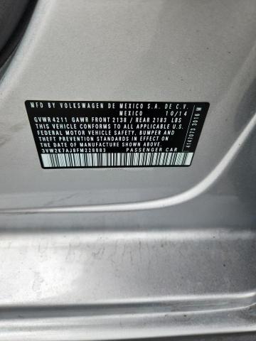 3VW2K7AJ8FM228883 - 2015 VOLKSWAGEN JETTA BASE SILVER photo 12