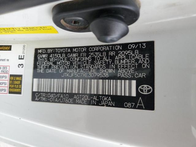 JTKJF5C7XE3079538 - 2014 TOYOTA SCION TC 白色 照片 12